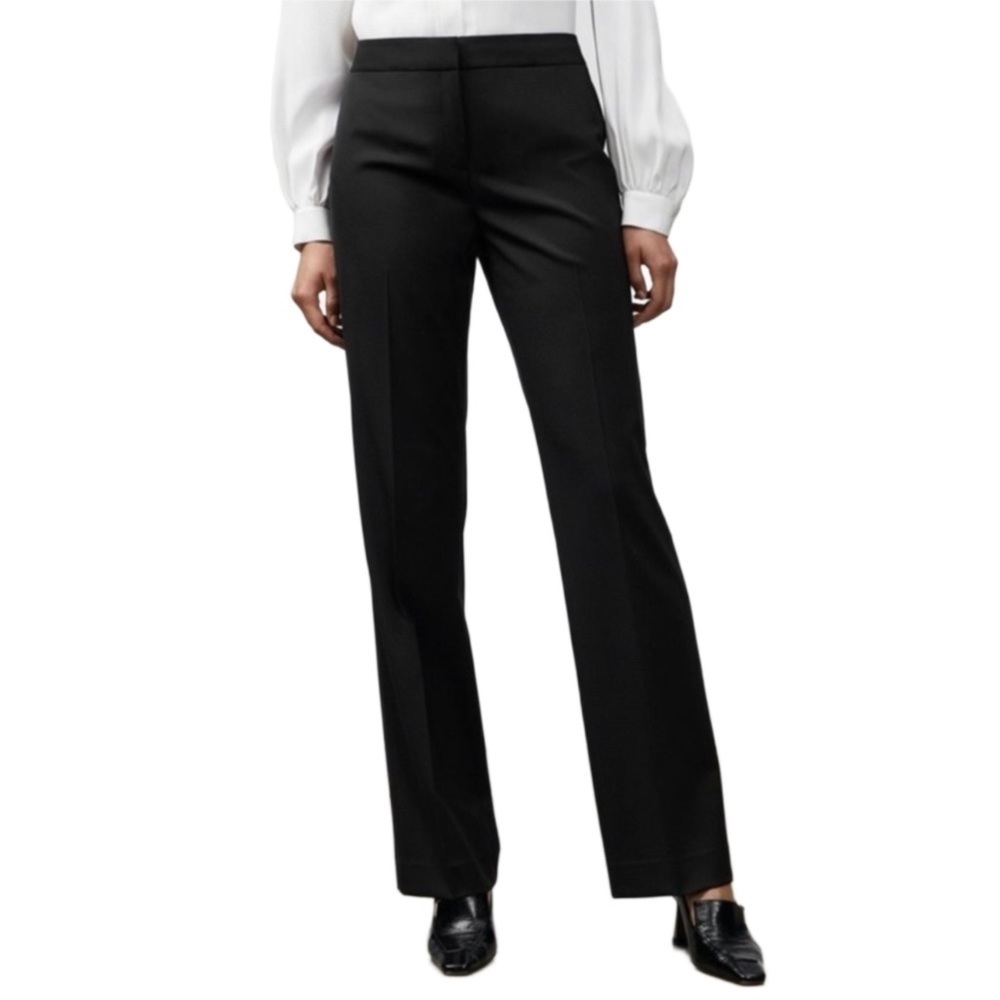 Lafayette 148 High Rise Straight Leg Black Wool Trousers 12 Corpcore Old Money